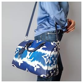 Louis Vuitton-Speedy 30 À Beira da Piscina Bolsa de Canvas 2-Ways Azul-Azul