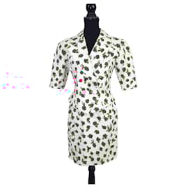 Guy Laroche-Guy Laroche complete with poppies jacket and skirt-White,Multiple colors