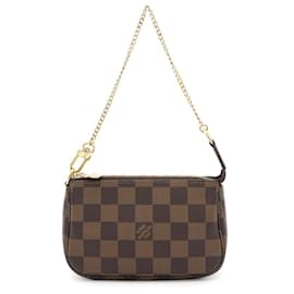 Louis Vuitton-Mini Pochette Acessório Damier Ebene Louis Vuitton-Vermelho,Damier ebene