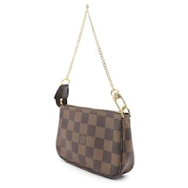 Louis Vuitton-Mini Pochette Acessório Damier Ebene Louis Vuitton-Vermelho,Damier ebene