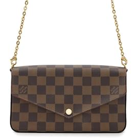 Louis Vuitton-Carteira de Corrente Damier Ebene Louis Vuitton-Vermelho,Damier ebene