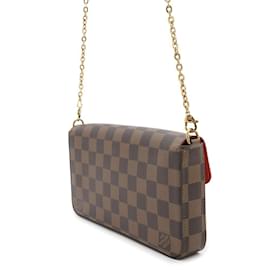 Louis Vuitton-Carteira de Corrente Damier Ebene Louis Vuitton-Vermelho,Damier ebene