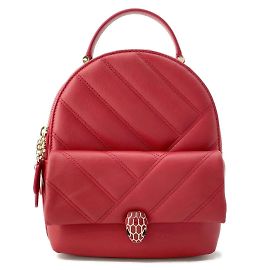 Bulgari Bvlgari Serpenti Cabochon Leather Backpack Red