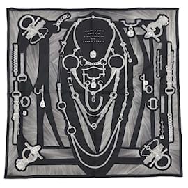 Hermès-Hermes Carré 90 Formal Etude Scarf-Black