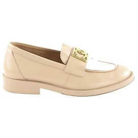 Chanel Beige Leder Slipper Beige