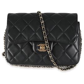 Chanel-Chanel Black Quilted Lambskin Mini My Precious Pearls Flap Bag-Black