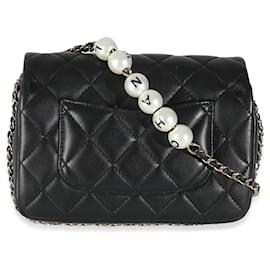 Chanel-Chanel Black Quilted Lambskin Mini My Precious Pearls Flap Bag-Black
