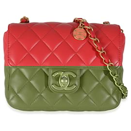 Chanel-Chanel Red Quilted Lambskin Coco Pins Mini Flap Bag-Pink