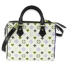 Louis Vuitton-Louis Vuitton Bolsa Speedy Bandoulière 25 em Lona Branca Game On-Preto,Branco,Vermelho,Azul