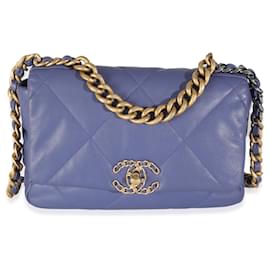 Chanel-Chanel Purple Quilted Goatskin Chanel 19 Flap Bag-Purple