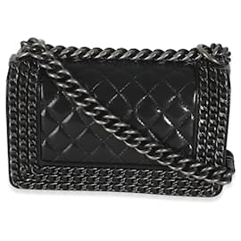 Chanel-Chanel Black Quilted Glazed Calfskin Small Chained Boy Bag-Black