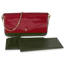 Louis Vuitton-Pochete Felicie em Vernis Monogram Magenta da Louis Vuitton-Rosa