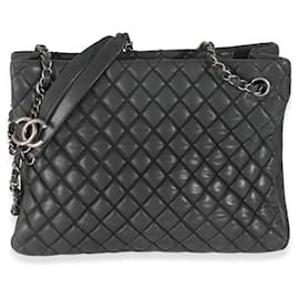 Chanel-Chanel Dark Grey Iridescent Calfskin Small New Bubble Quilt Tote-Brown