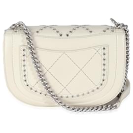 Chanel-Chanel Ivory Calfskin Coco Eyelets Small Flap Bag-White,Beige