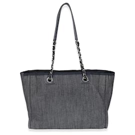 Chanel-Chanel Dark Blue Denim Small Deauville Tote-Blue