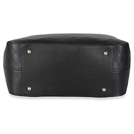 Chanel-Chanel Black Quilted Calfskin Stitched Covered CC Shopping Tote-Black