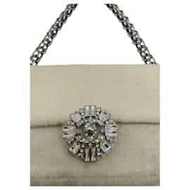Chanel-Rare sac à rabat moyen Chanel classique en cristal Swarovski blanc scintillant-Argenté,Blanc,Bijouterie argentée
