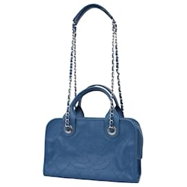 Chanel-Chanel Blue Grained Calfskin Handbag-Blue