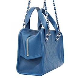 Chanel-Chanel Blue Grained Calfskin Handbag-Blue