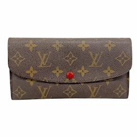 Louis Vuitton-Carteira Longa Louis Vuitton Monograma Emily-Marrom,Vermelho