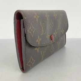 Louis Vuitton-Carteira Longa Louis Vuitton Monograma Emily-Marrom,Vermelho