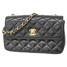 Chanel-Chanel Black Lambskin Shoulder Bag-Black