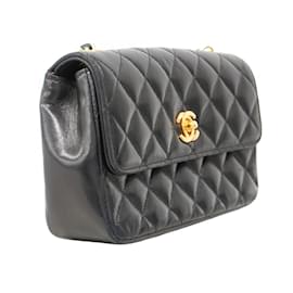 Chanel-Chanel Black Lambskin Shoulder Bag-Black