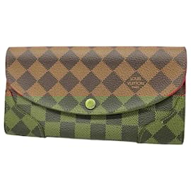 Louis Vuitton-Carteira Longa Louis Vuitton em Damier Ebene-Damier ebene
