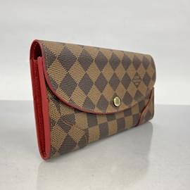 Louis Vuitton-Carteira Longa Louis Vuitton em Damier Ebene-Damier ebene