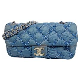 Chanel-Chanel Blue Nylon Shoulder Bag-Blue