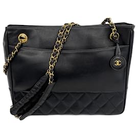 Chanel-Chanel Black Lambskin Tote Bag-Black