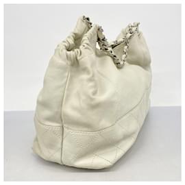 Chanel-Chanel White Leather Shoulder Bag-White