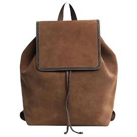 Brunello Cucinelli Sac à dos en daim marron orné de bijoux Marron