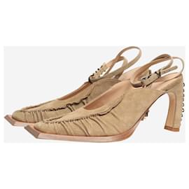 Autre Marque-Taupe suede square-toe mules - size EU 38-Other