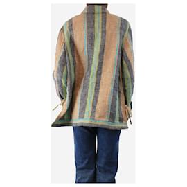 Loewe-Green striped linen shirt jacket - size UK 6-Green