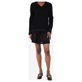 Alaïa Black and navy sheer knit top and skirt set - size S Black