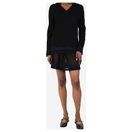 Alaïa-Black and navy sheer knit top and skirt set - size S-Black