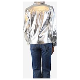 Msgm-Silver metallic faux leather shirt - size UK 6-Silvery