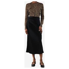 Autre Marque-Black satin skirt - size UK 6-Black