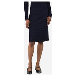 Alaïa-Navy blue heart jaquard midi skirt - size UK 10-Blue