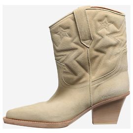 Paris Texas Cream Texas star suede ankle boots - size EU 38 Cream