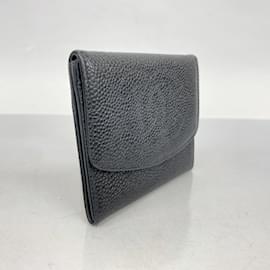 Chanel-Chanel Black Grained Calfskin Coin Purse-Black