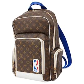 Louis Vuitton-Sac à dos Monogram Louis Vuitton-Marron,Blanc,Bleu