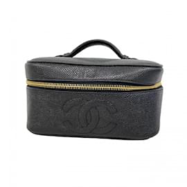 Chanel-Chanel Black Grained Calfskin Vanity Bag-Black