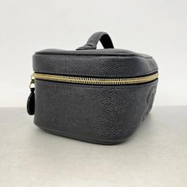 Chanel-Chanel Black Grained Calfskin Vanity Bag-Black