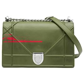 Dior-Dior Red Medium Lambskin Diorama Flap-Red