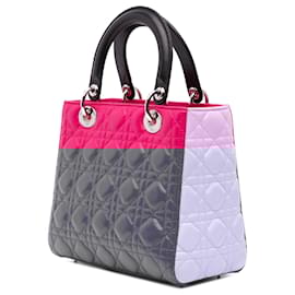Dior-Dior Pink Medium Tricolor Lambskin Cannage Lady Dior-Black,Pink,Other