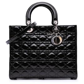 Dior-Dior Black Large Patent Cannage Lady Dior-Black