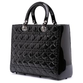 Dior-Dior Black Large Patent Cannage Lady Dior-Black