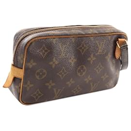 Louis Vuitton-Louis Vuitton Bolsa de Ombro Marly Bandouliere Monogram M51828 em lona revestida de PVC couro marrom usada para mulheres-Outro